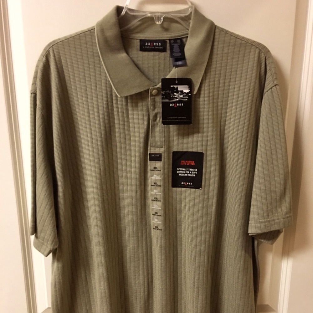 ⛳️AXCESS Claiborne Golf Shirt XXL, Soft Green Button Front •  NWT